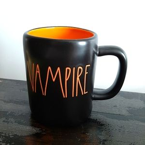 Rae Dunn VAMPIRE mug, matte black, orange